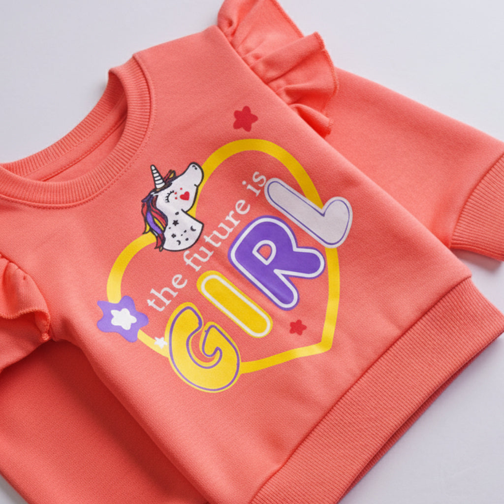 Girls Printed Full Sleeve Sweat T-Shirt (7224)