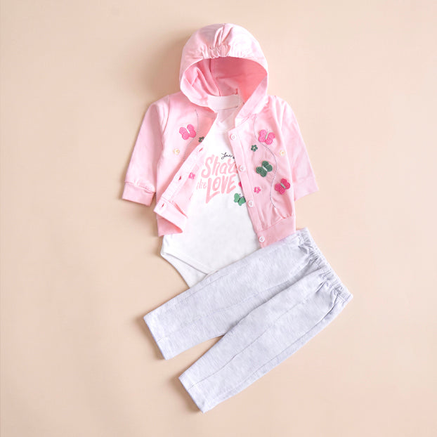 Infant Girls 3 Pcs Suit – 7 Vibrant Colors Winter Outfit Set (3-6 Months)