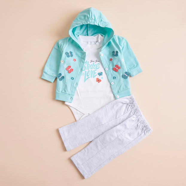 Infant Girls 3 Pcs Suit – 7 Vibrant Colors Winter Outfit Set (3-6 Months)