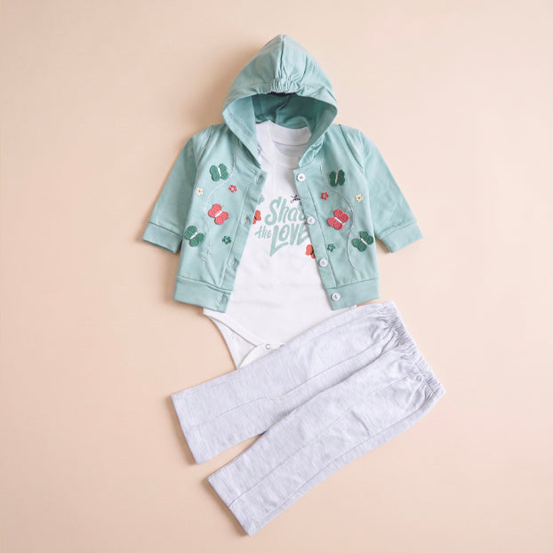 Infant Girls 3 Pcs Suit – 7 Vibrant Colors Winter Outfit Set (3-6 Months)