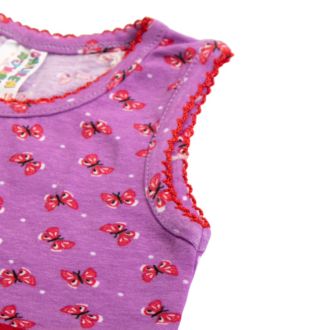 Girls Printed Frock Color Purple Code-B