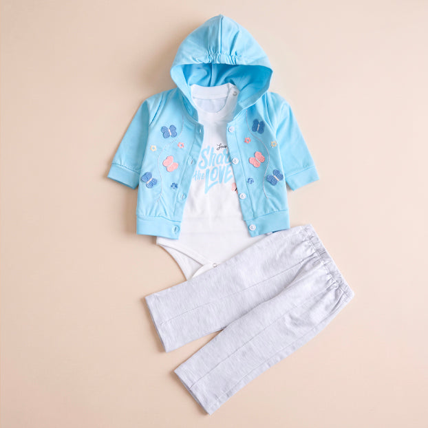 Infant Girls 3 Pcs Suit – 7 Vibrant Colors Winter Outfit Set (3-6 Months)