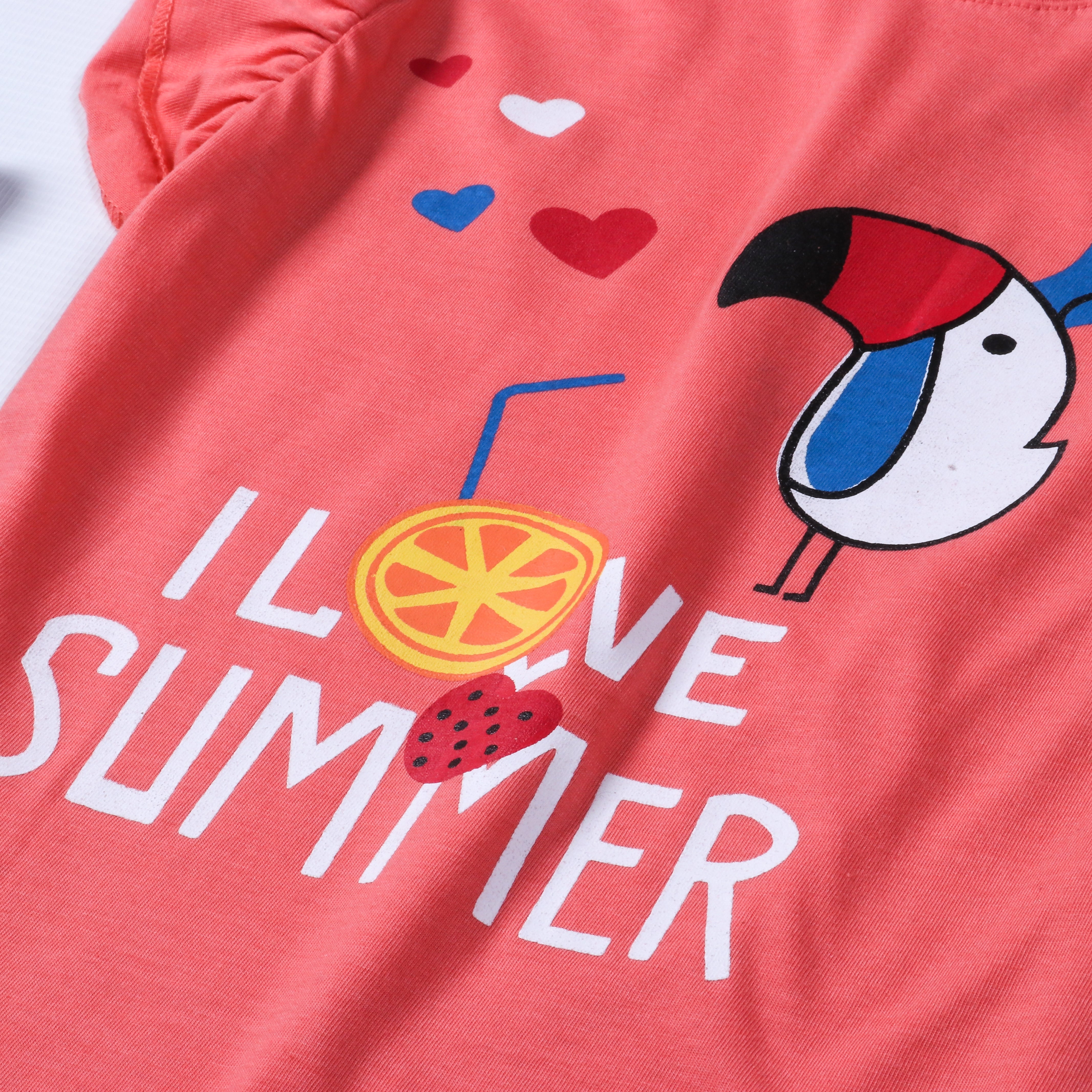Girls Half Sleeves 2 Piece Suit  (Love Summer)