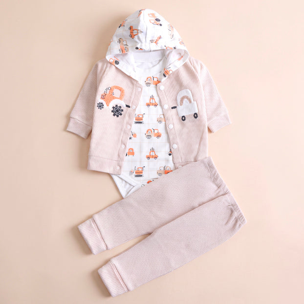 Infant Girls 3 Pcs Suit – Skin, Pink & Green Winter Outfit Set (3-6 Months)