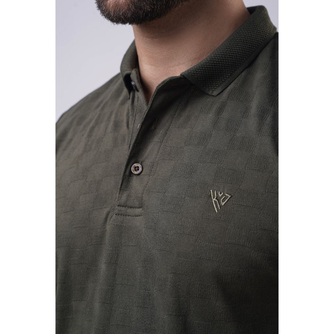 Men's Jacquard Half Sleeve Polo