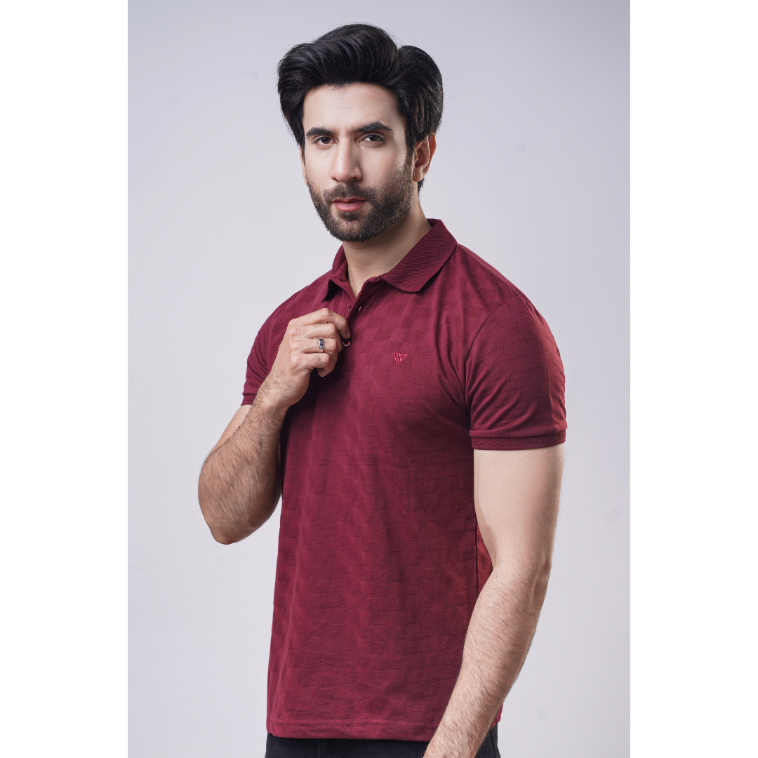 Men's Jacquard Half Sleeve Polo