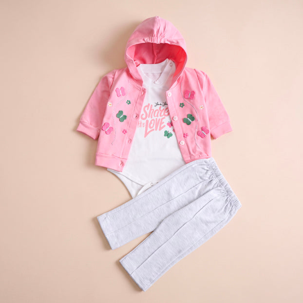 Infant Girls 3 Pcs Suit – 7 Vibrant Colors Winter Outfit Set (3-6 Months)