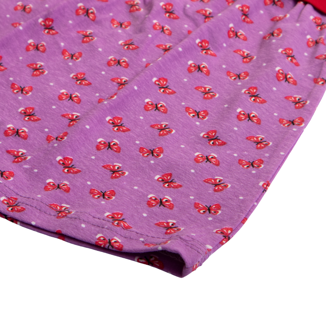 Girls Printed Frock Color Purple Code-B