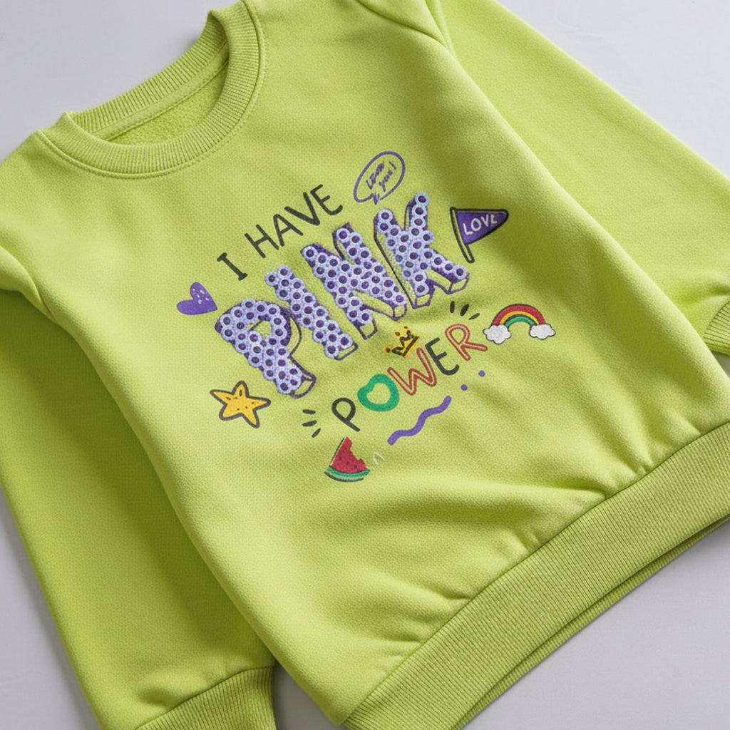 Girls Printed Full Sleeve Sweat T-Shirt (7217)