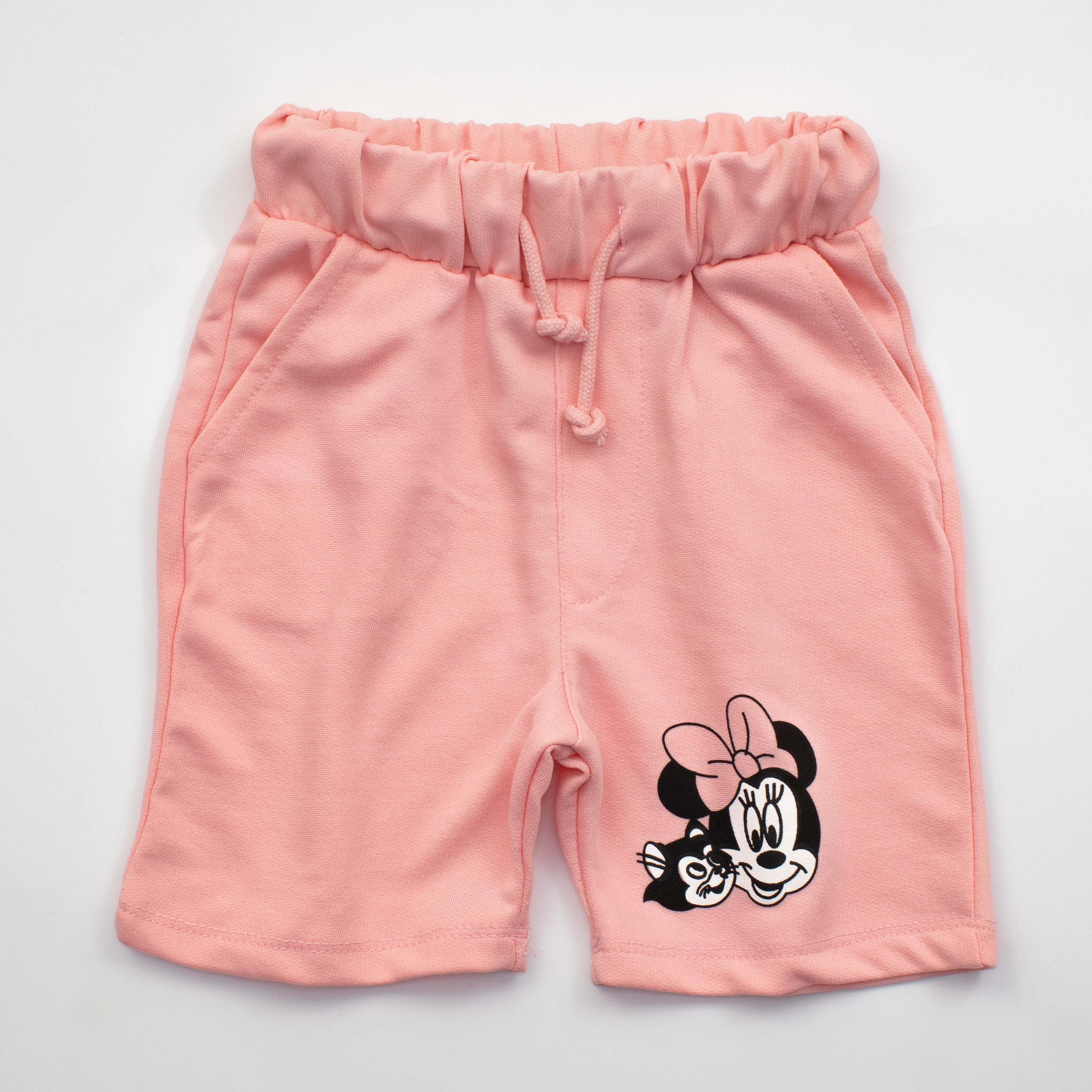 Girls Cotton Short Color Light-Pink ( Mickey )