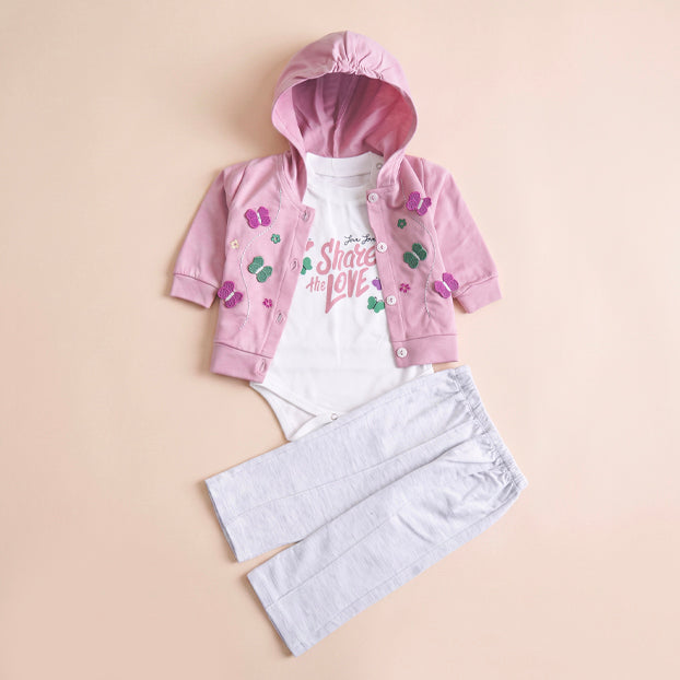 Infant Girls 3 Pcs Suit – 7 Vibrant Colors Winter Outfit Set (3-6 Months)