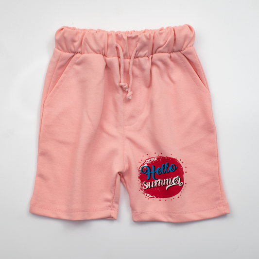 Girls Cotton Short Color Light-Pink ( Hello )