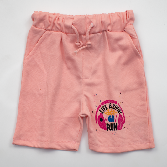 Girls Cotton Short Color Light-Pink ( Life Is Shoot )