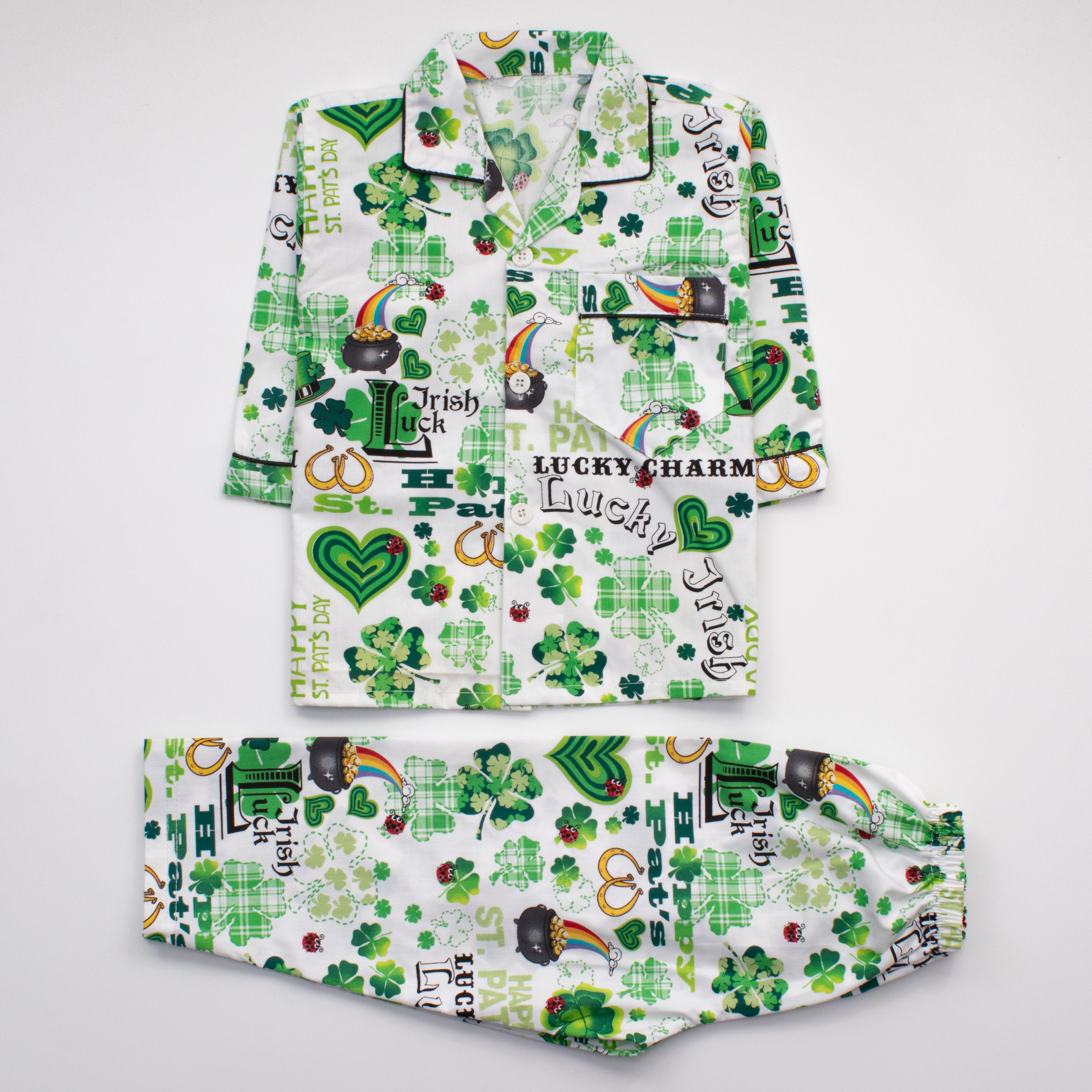 Girls Night Suit Full Sleeves Color White-Green Code-SY