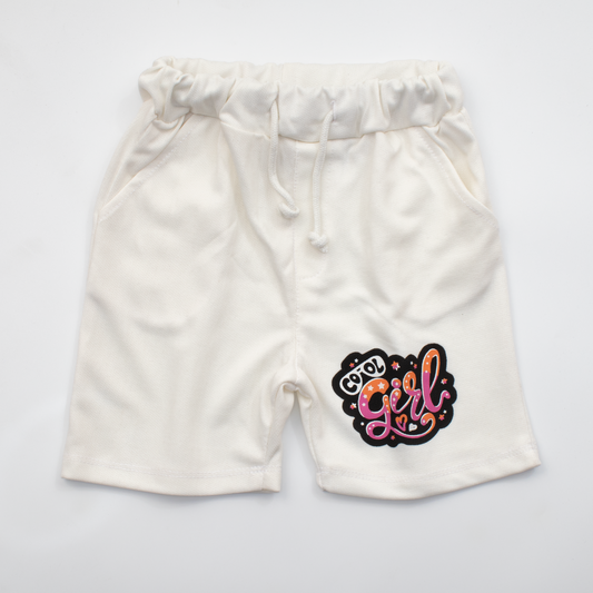 Girls Cotton Short Color White ( Cool )