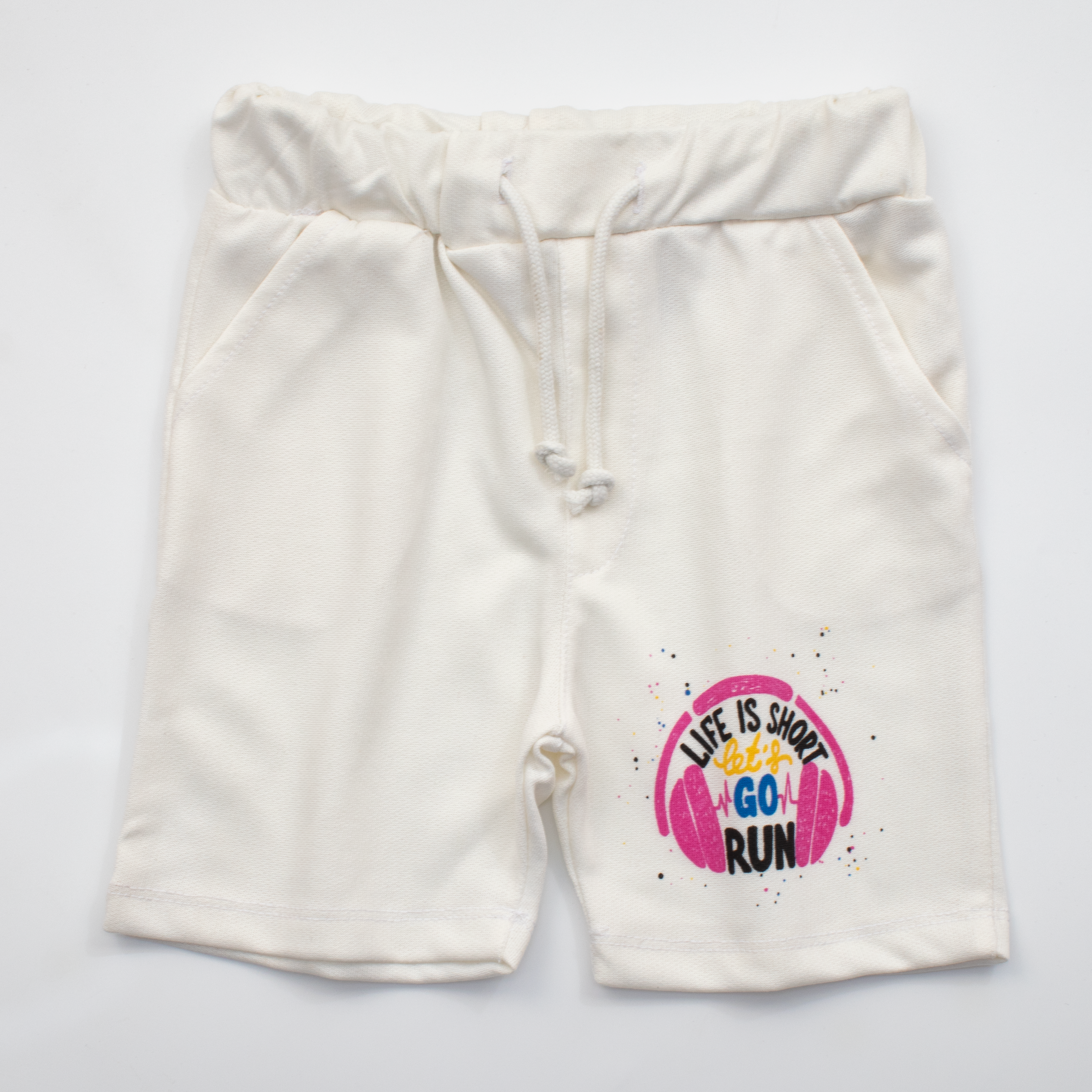 Girls Cotton Short Color White ( Life Is Shoot )