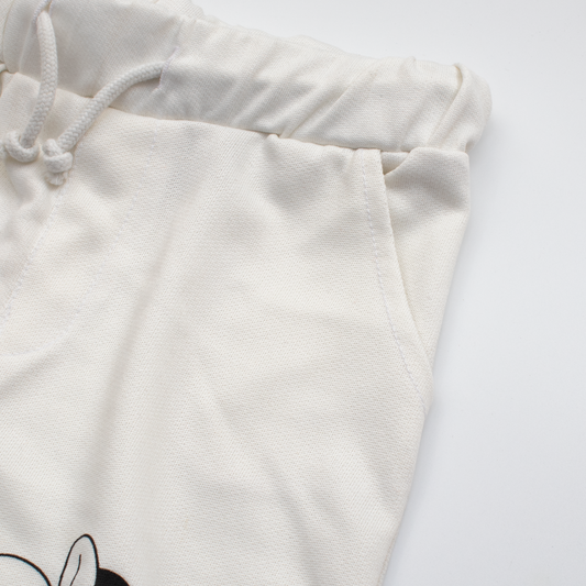 Girls Cotton Short Color White ( Mickey )