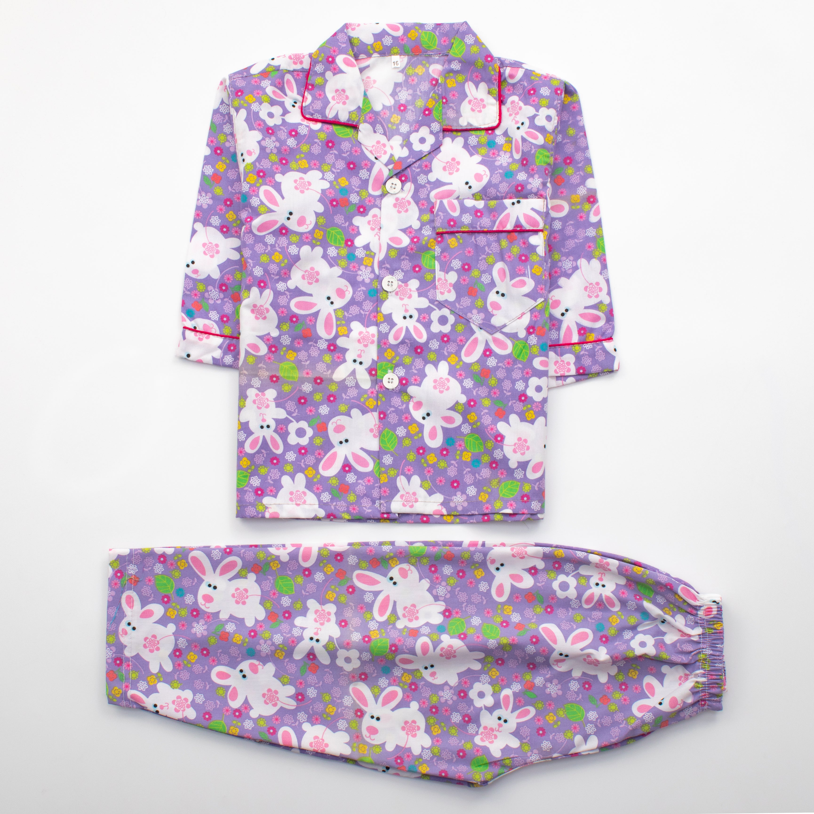 Girls Night Suit Full Sleeves Color Light-Purple Code-E