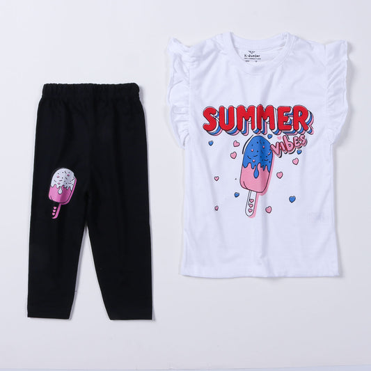 Girls Half Sleeves 2 Piece Suit (Summer Vibes)