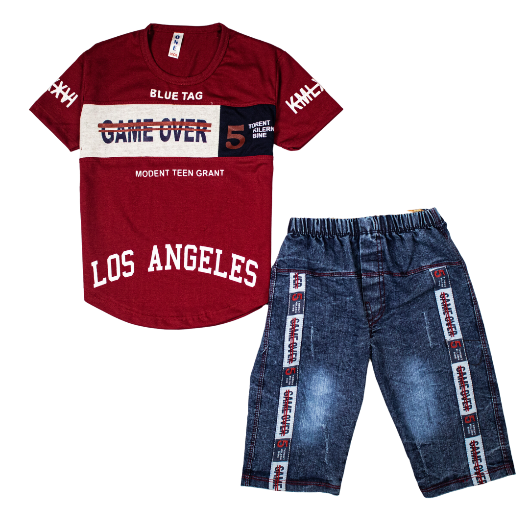 Boys Half Sleeves 2 Piece Suit (Game Over)