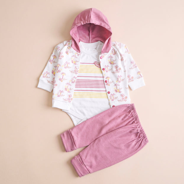 Infant Boys 3 Pcs Suit – Green & Pink Winter Outfit Set (3-6 Months)