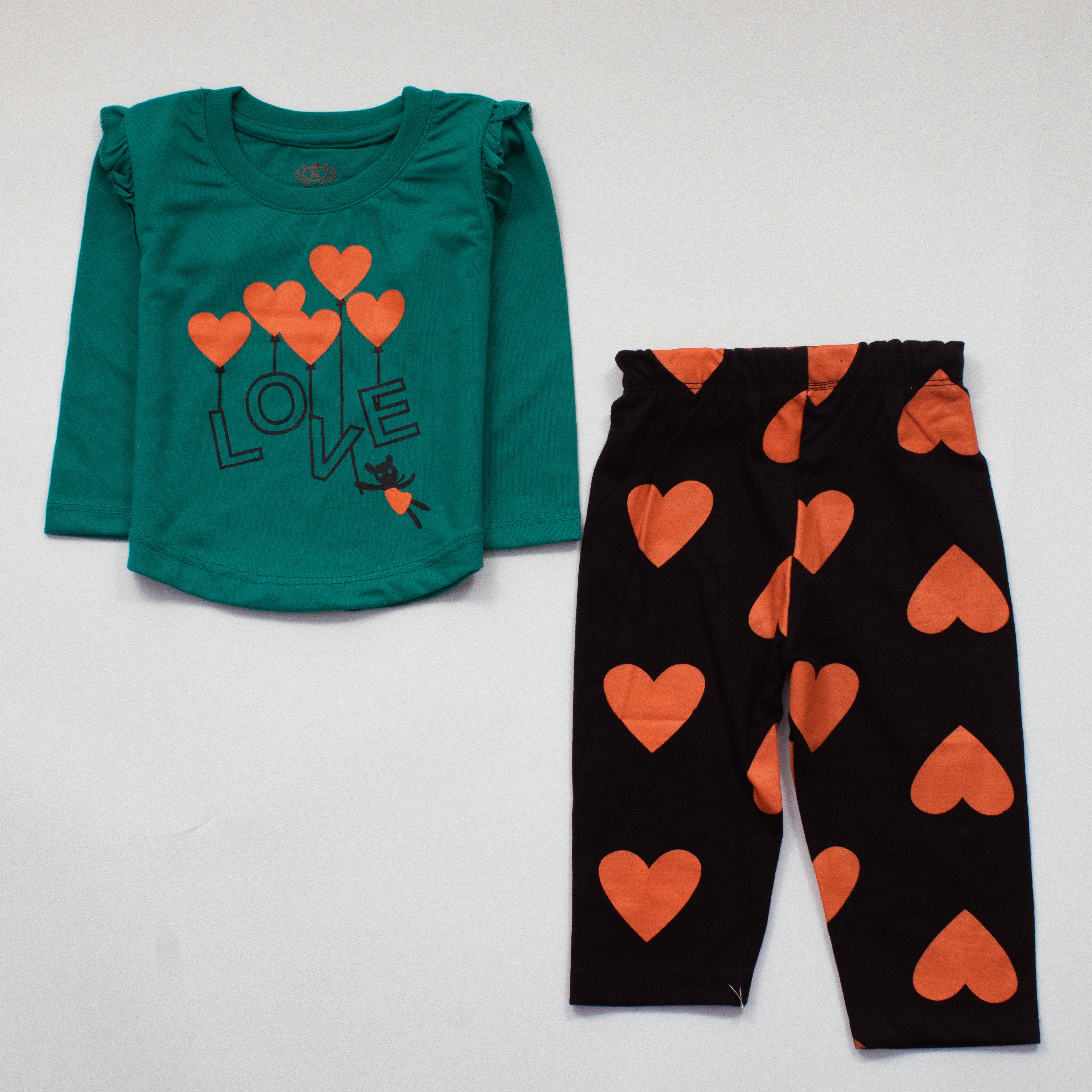 Girls Printed Full Sleeve Suit (Love)