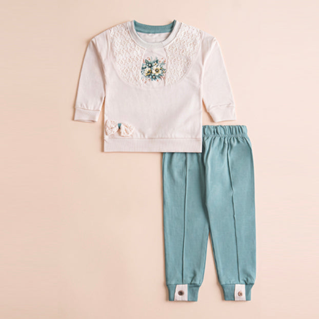 Infant Girls 2 Pcs Suit – Purple, Pink & Green Winter Set (6-9 & 9-12 Months)