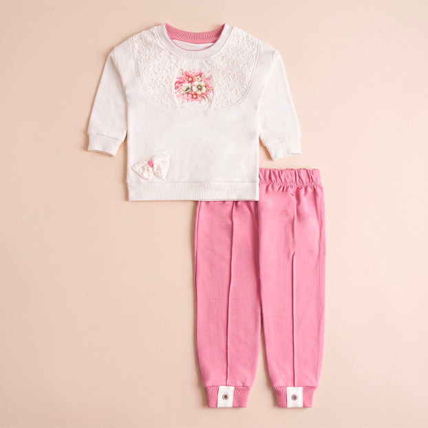 Infant Girls 2 Pcs Suit – Purple, Pink & Green Winter Set (6-9 & 9-12 Months)