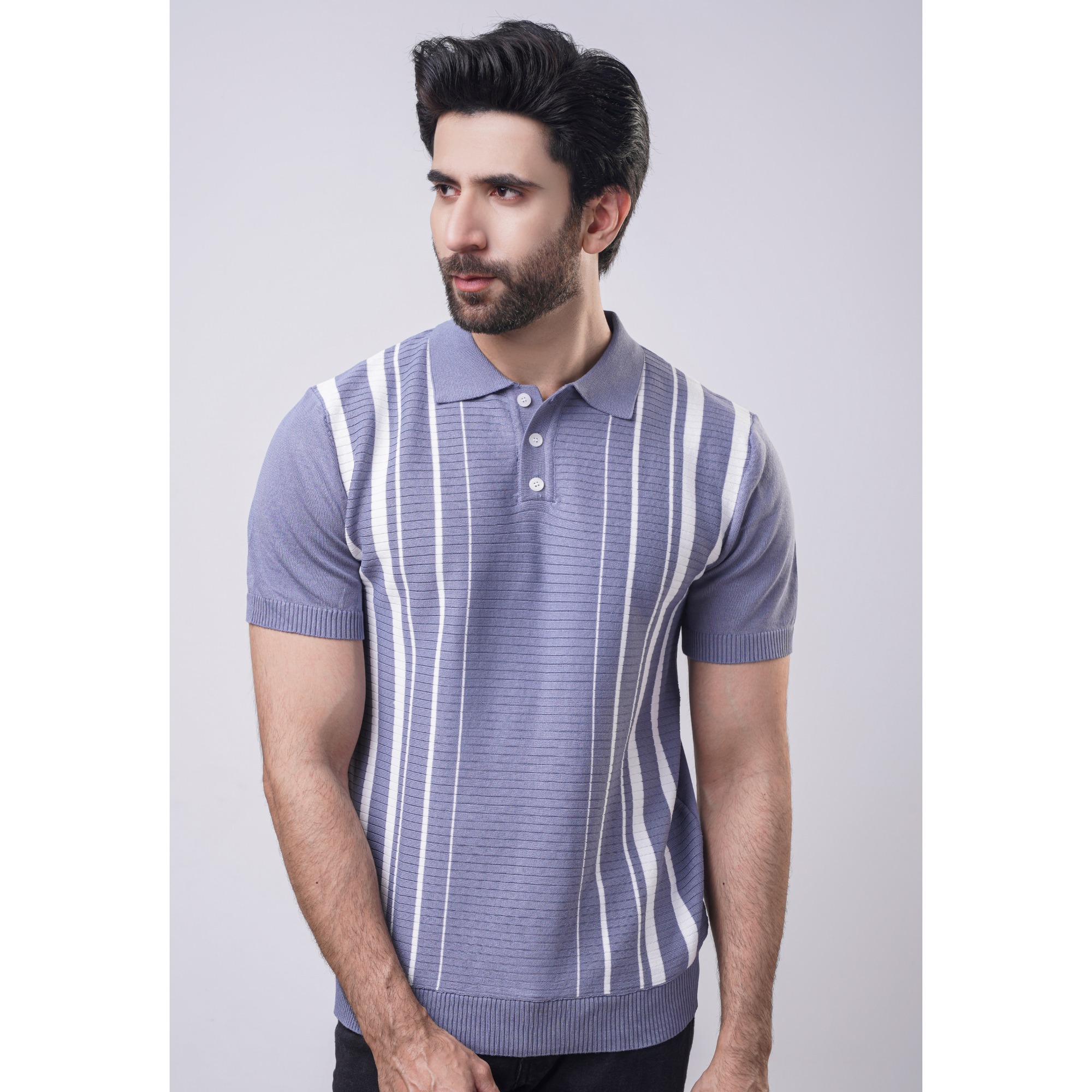 Men's Knitted Half Sleeve Polo