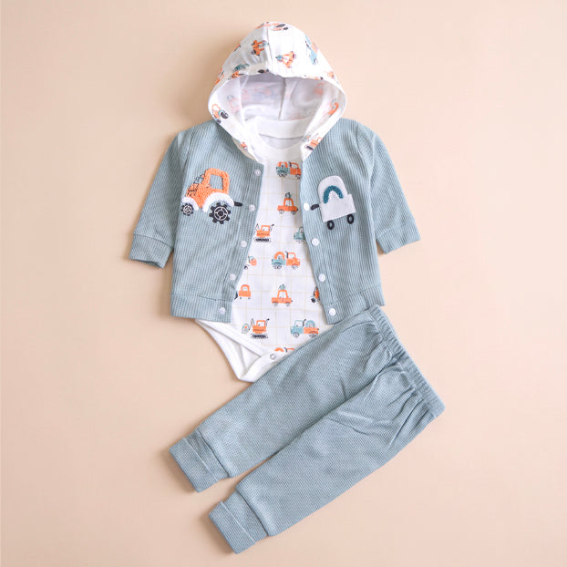 Infant Girls 3 Pcs Suit – Skin, Pink & Green Winter Outfit Set (3-6 Months)