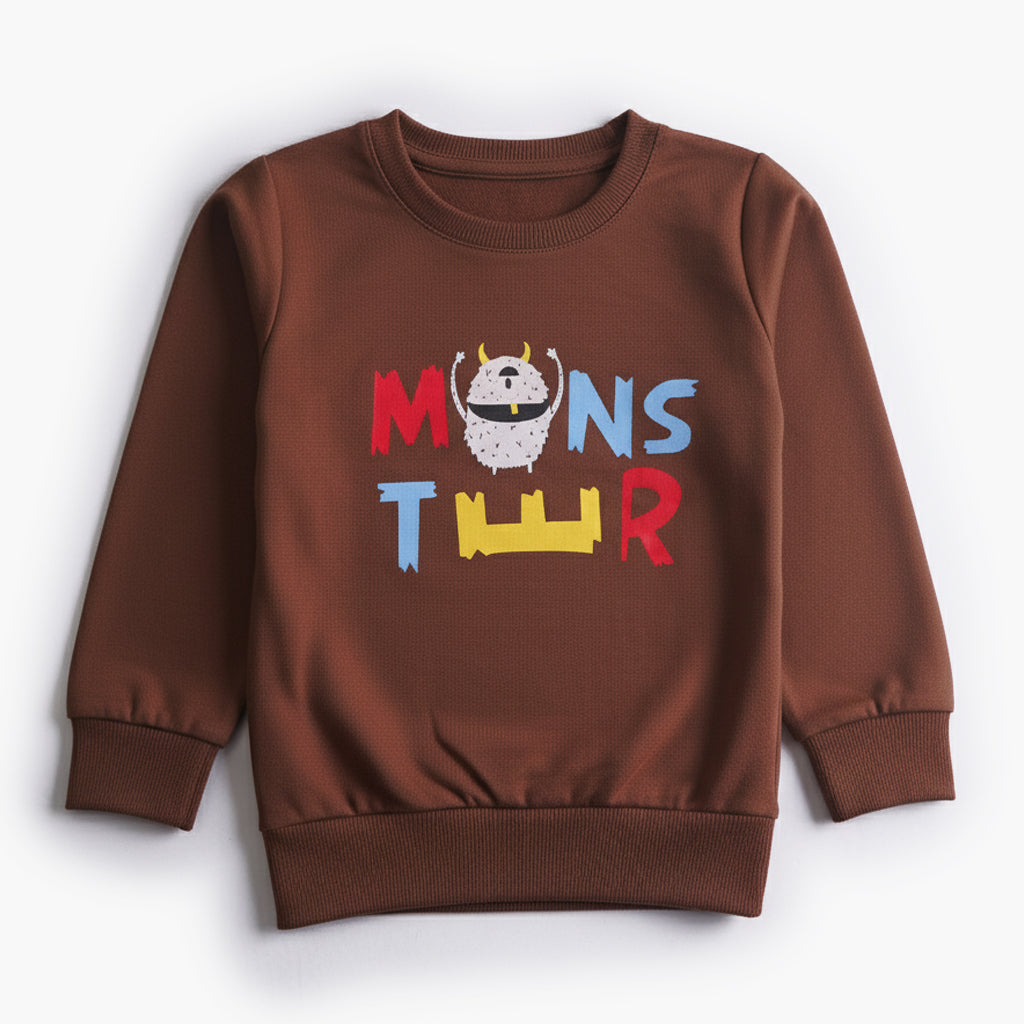 Boys Printed Full Sleeve Sweat T-Shirt (Monster)