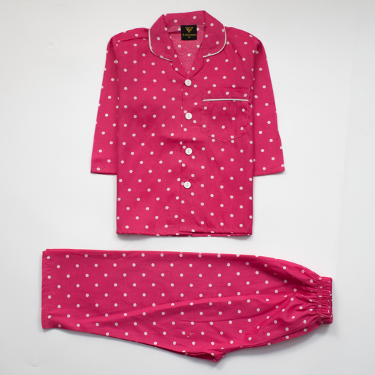 Girls Night Suit Full Sleeves Color Dark-Pink  Code-H