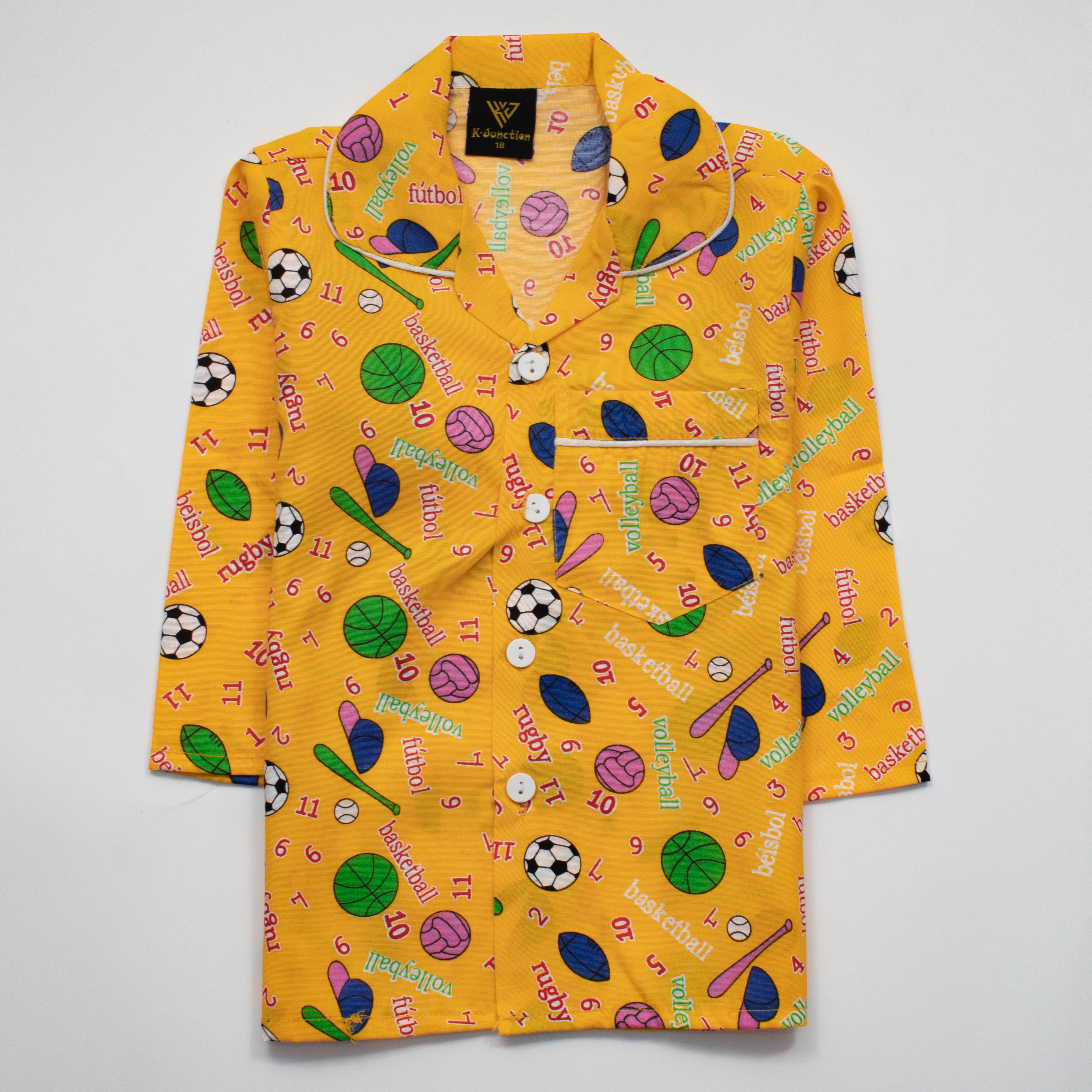 Boys Night Suit Full Sleeves Color Yellow Code-D