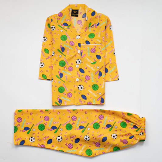 Boys Night Suit Full Sleeves Color Yellow Code-D