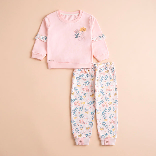 Infant Girls 2 Pcs Suit – Peach, Green & Yellow Winter Set (6-9 & 9-12 Months)