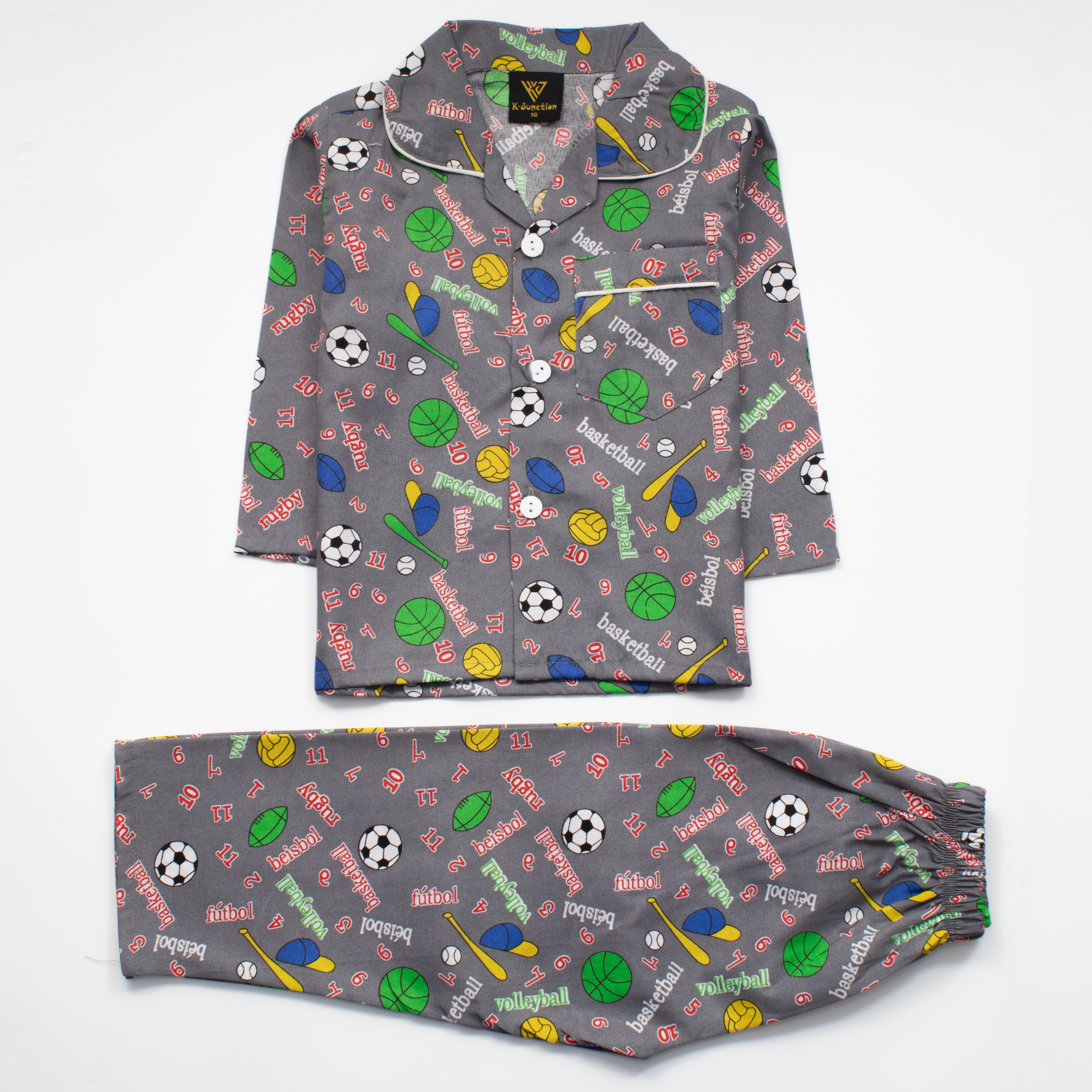 Boys Night Suit Full Sleeves Color Grey Code-D