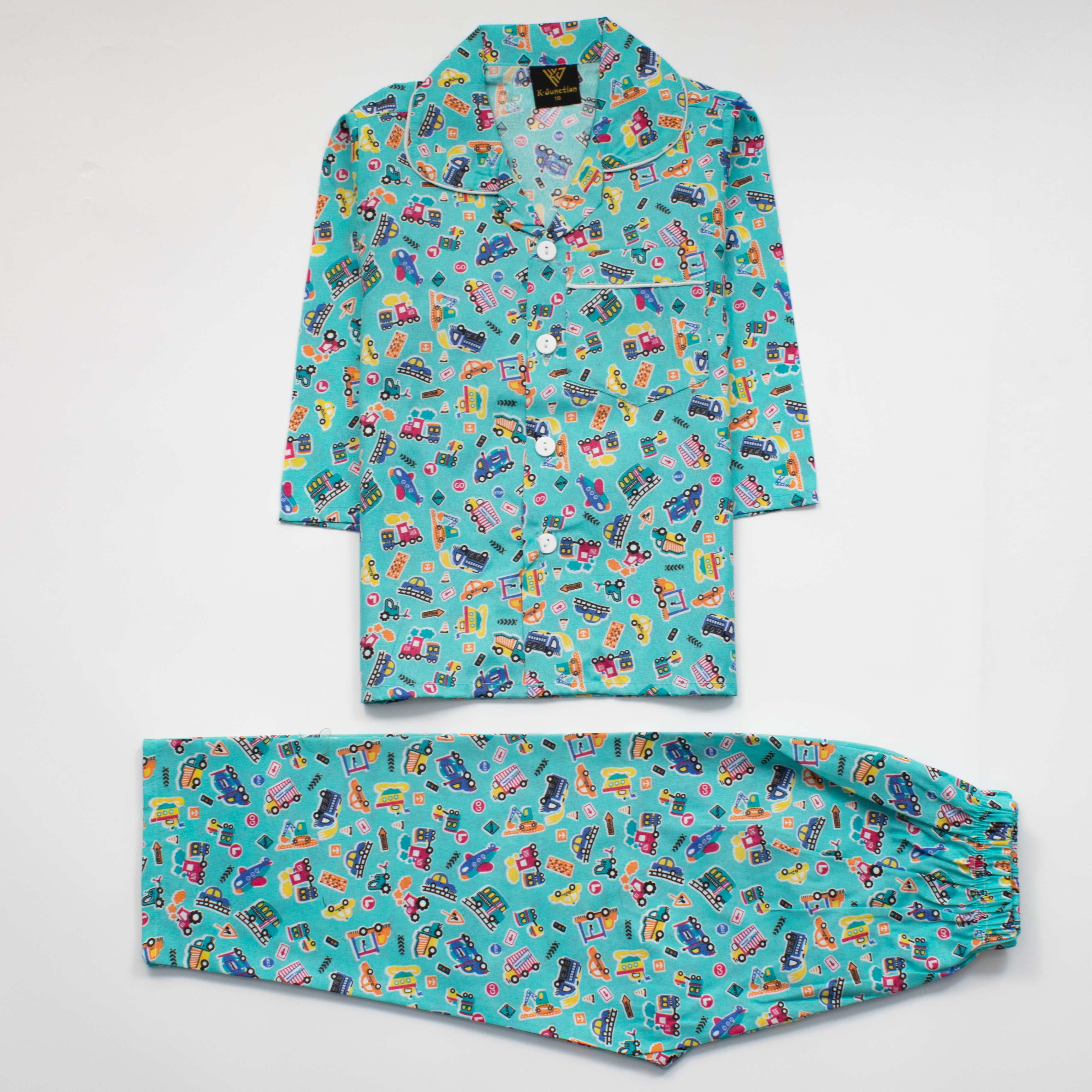 Boys Night Suit Full Sleeves Color Sky-Blue Code-D