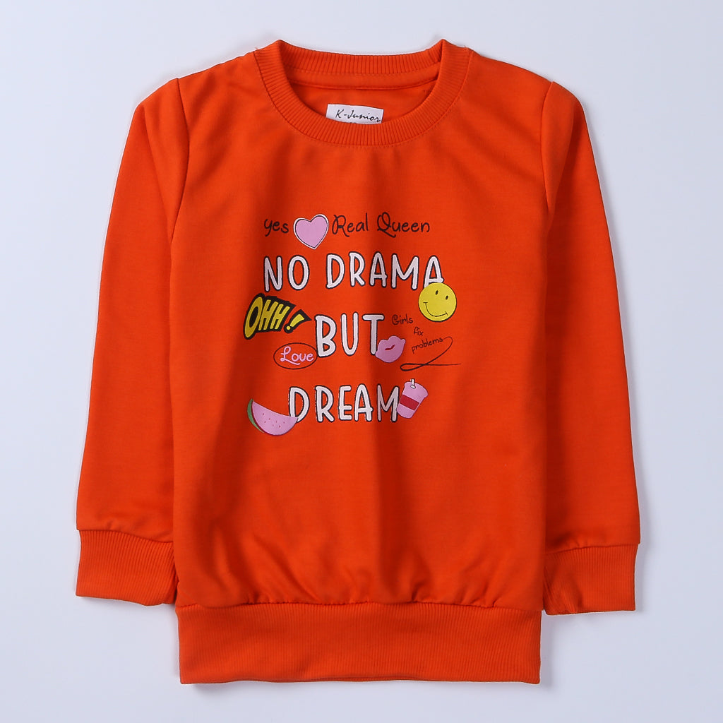 Girls Printed Full Sleeve Sweat Shirt ( No drama )