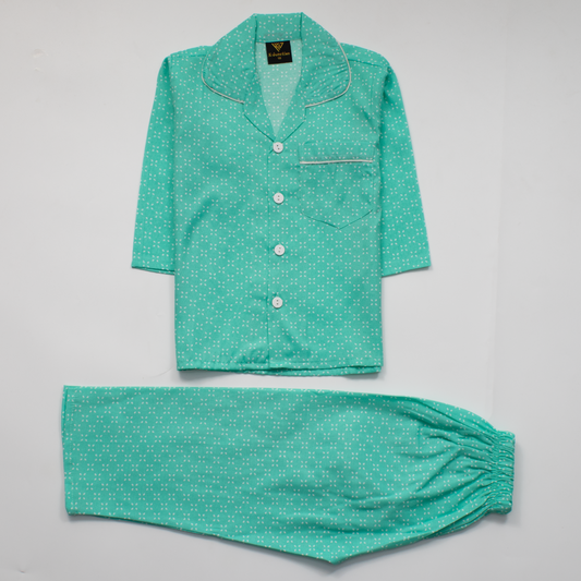 Girls Night Suit Full Sleeves Color S-Green Code-G