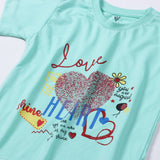 Girls Half Sleeves 2 Piece Suit (Love-Heart)