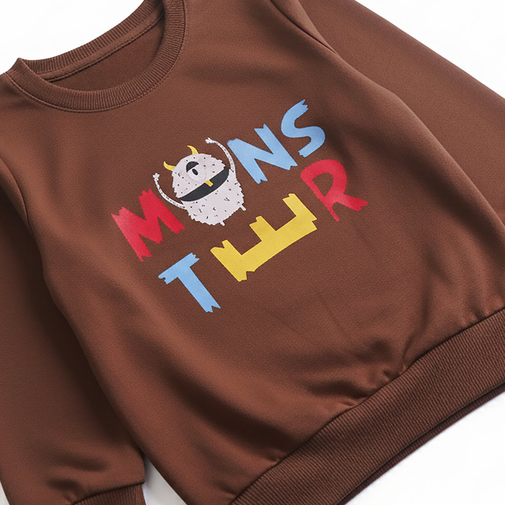 Boys Printed Full Sleeve Sweat T-Shirt (Monster)