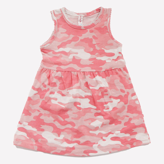 Girls Printed Frock Color Pink