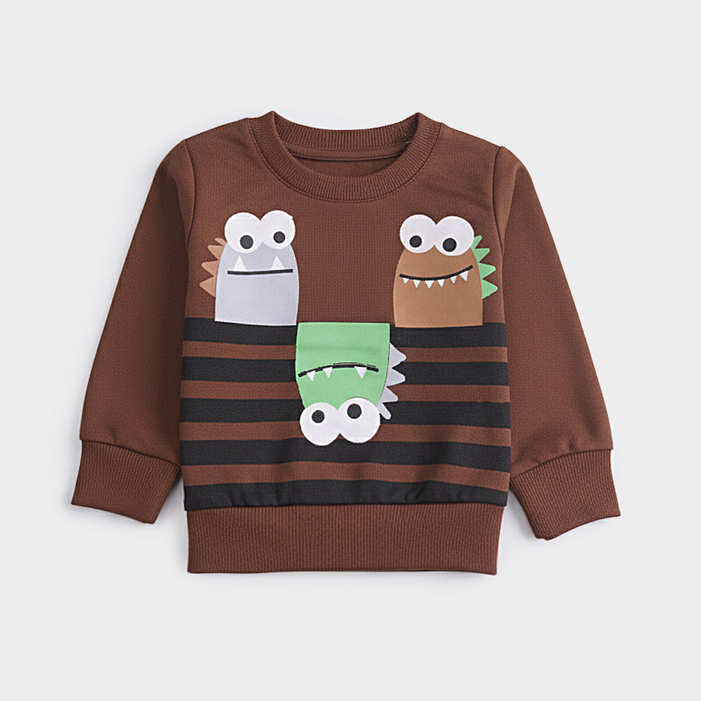 Boys Printed Full Sleeve Sweat T-Shirt (Monster)