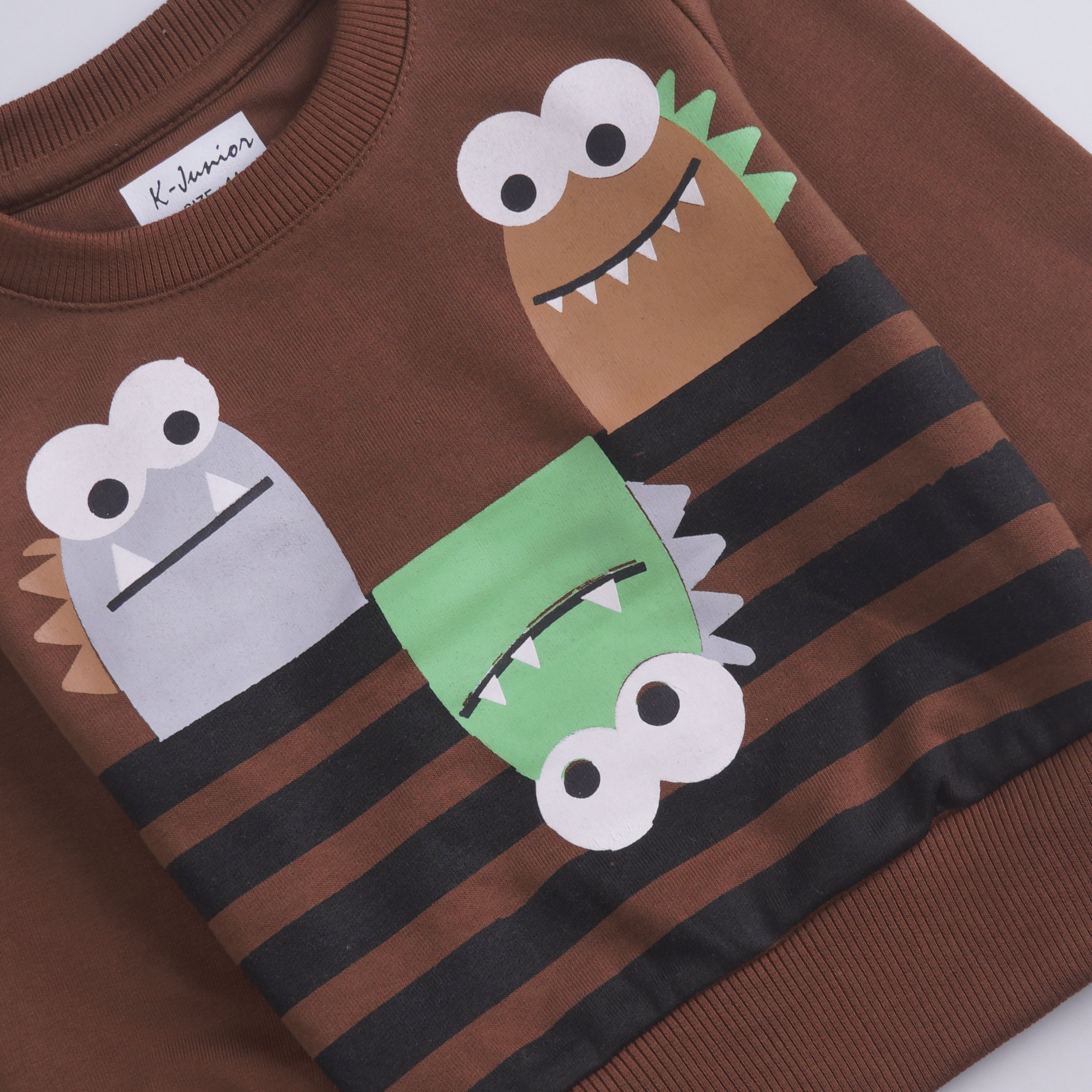 Boys Printed Full Sleeve Sweat T-Shirt (Monster)