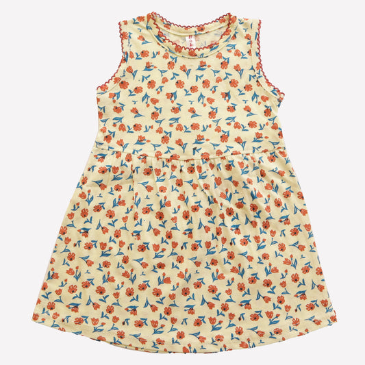 Girls Printed Frock Color Lemon Code-A