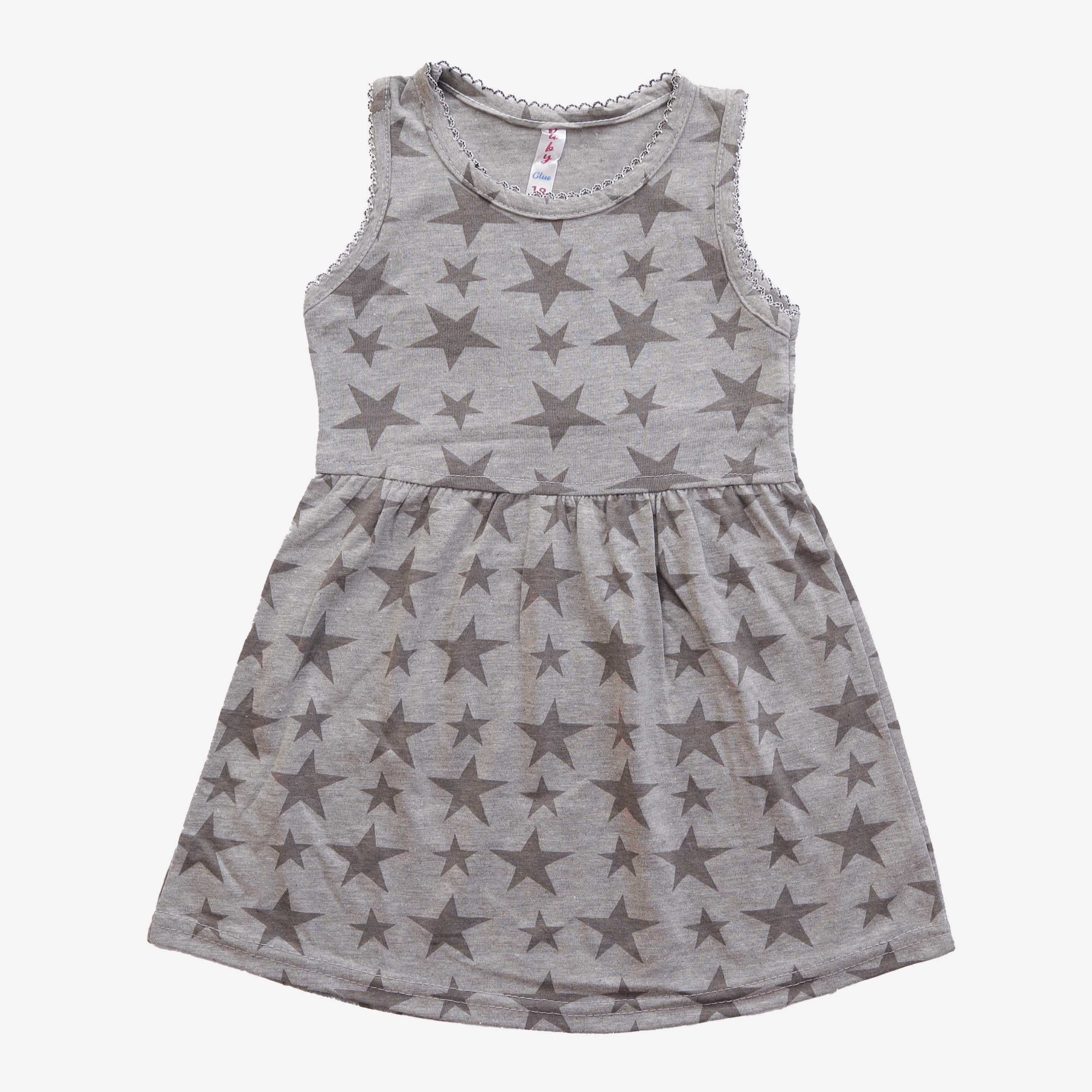 Girls Printed Frock Color Grey Code-A