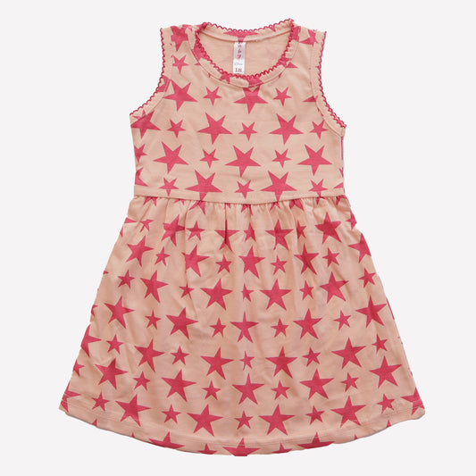 Girls Printed Frock Color T-Pink Code-A