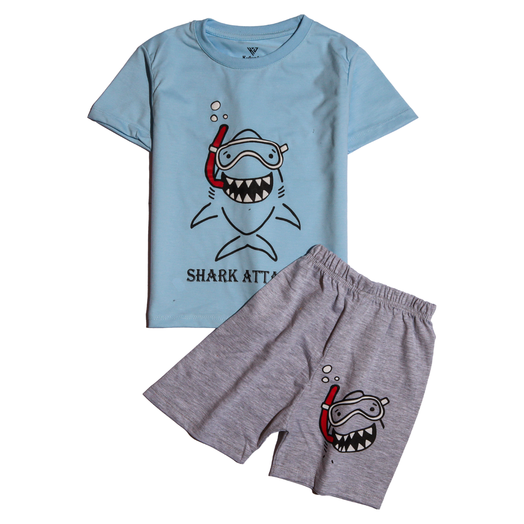 Boys Half Sleeves 2 Piece Suit (Shark)