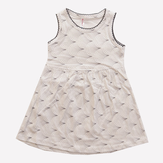 Girls Printed Frock Color White Code-A