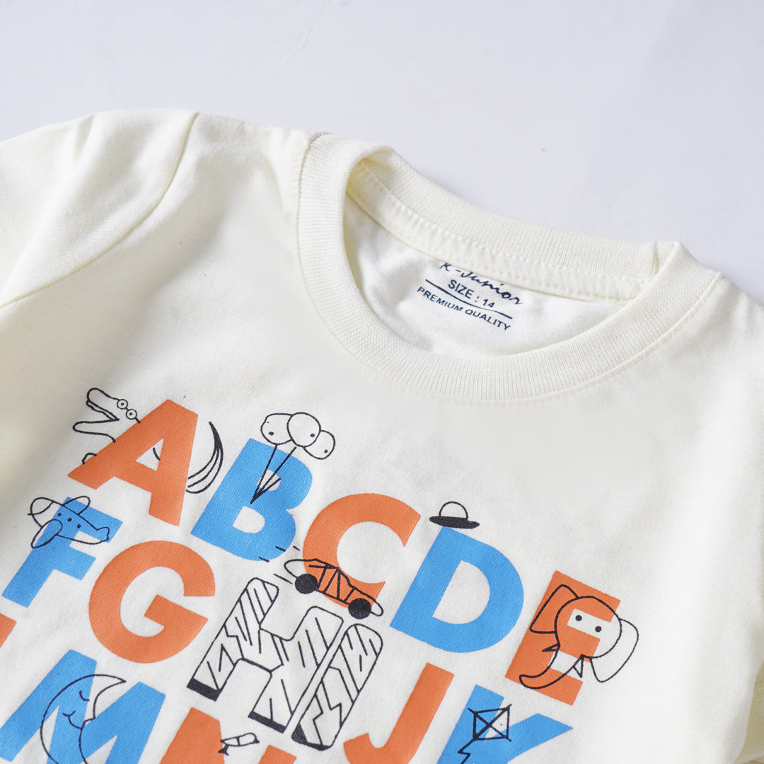 Infant Boys Half Sleeves-Printed T-Shirt (ABC)